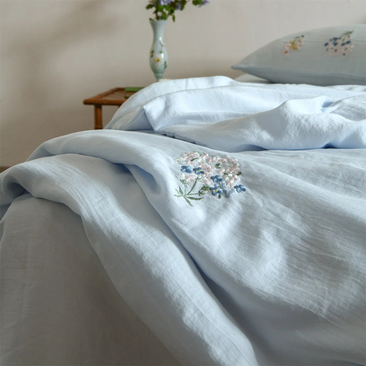 Bedding Set Embroidered Linen-Cotton Breathable All-Season