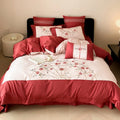 Bedding Set Embroidered Rose Cotton Satin Machine Washable