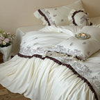 Bedding Set Embroidered Topper & Ruffled Bed Skirt