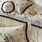 Bedding Set Embroidered Topper & Ruffled Bed Skirt