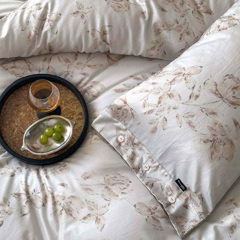Bedding Set Fine Cotton Satin Reversible 4-Piece