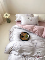 Bedding Set Fine Cotton Satin Reversible 4-Piece
