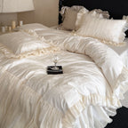 Bedding Set Fine Satin Jacquard Ruffled Bed Skirt & Pillowcases
