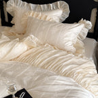 Bedding Set Fine Satin Jacquard Ruffled Bed Skirt & Pillowcases
