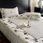 Bedding Set Floral Center Panel & Attached Bed Skirt
