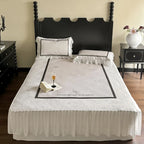 Bedding Set Floral Center Panel & Attached Bed Skirt