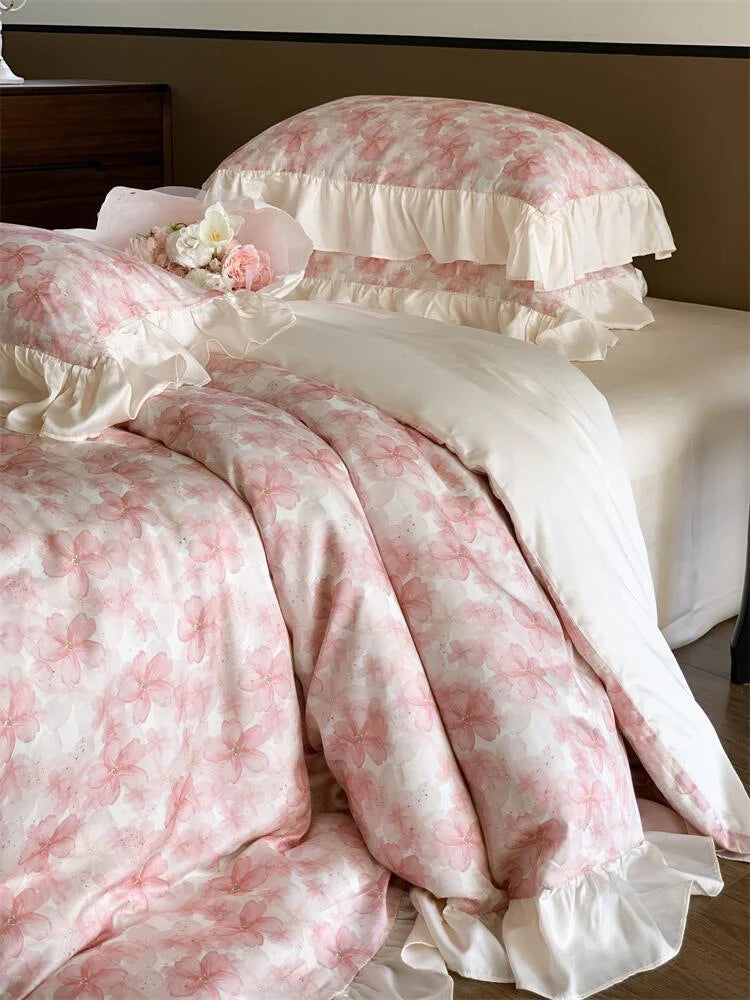 Bedding Set Floral Jacquard Cotton Percale 4-Piece