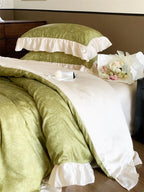 Bedding Set Floral Jacquard Cotton Percale 4-Piece