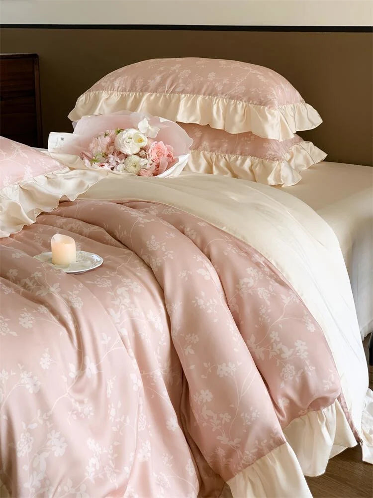 Bedding Set Floral Jacquard Cotton Percale 4-Piece