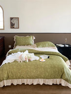 Bedding Set Floral Jacquard Cotton Percale 4-Piece