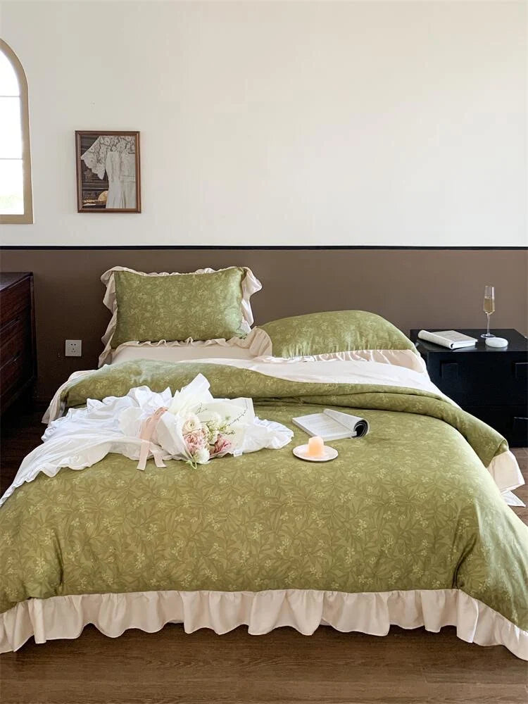 Bedding Set Floral Jacquard Cotton Percale 4-Piece
