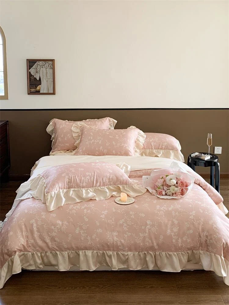 Bedding Set Floral Jacquard Cotton Percale 4-Piece