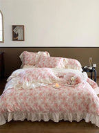 Bedding Set Floral Jacquard Cotton Percale 4-Piece