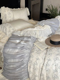 Bedding Set Floral Jacquard Gathered Satin 4-Piece