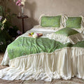 Bedding Set Floral Print Cotton Blend Ruffled Bed Skirt