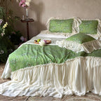 Bedding Set Floral Print Cotton Blend Ruffled Bed Skirt
