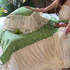 Bedding Set Floral Print Cotton Blend Ruffled Bed Skirt