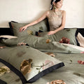 Bedding Set Floral Watercolor Wrinkle-Resistant 4-Piece