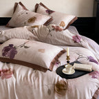 Bedding Set Floral Watercolor Wrinkle-Resistant 4-Piece