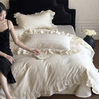 Bedding Set Four-Piece Cotton Satin Jacquard Ruffled & Lace