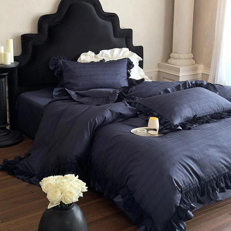 Bedding Set Four-Piece Cotton Satin Jacquard Ruffled & Lace
