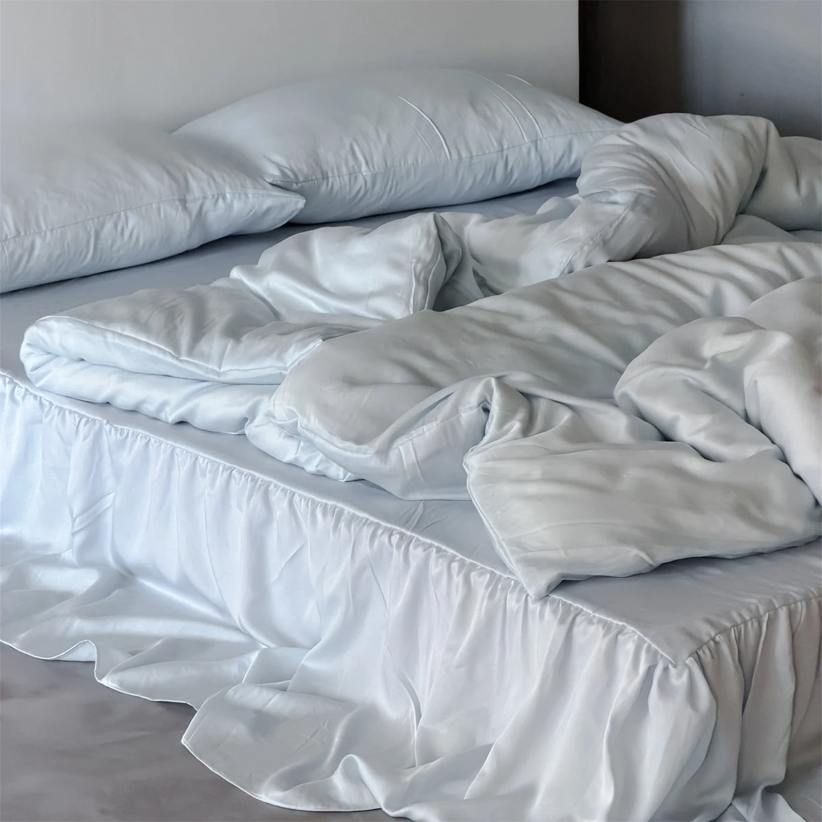 Bedding Set Integrated Bed Skirt Washed Tencel Satin