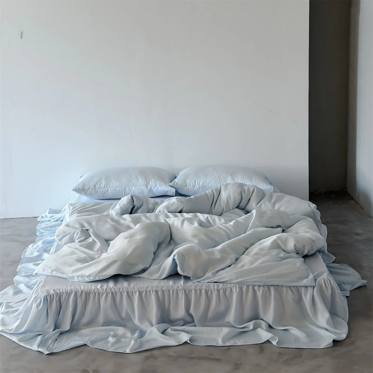 Bedding Set Integrated Bed Skirt Washed Tencel Satin