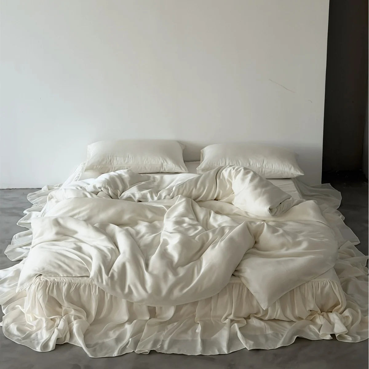 Bedding Set Integrated Bed Skirt Washed Tencel Satin