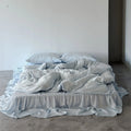 Bedding Set Integrated Bed Skirt Washed Tencel Satin
