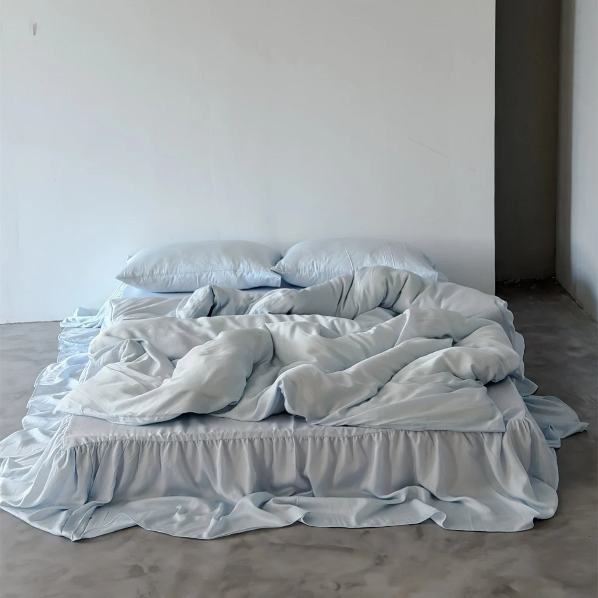 Bedding Set Integrated Bed Skirt Washed Tencel Satin