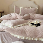 Bedding Set Jacquard Damask & Ruffle Trim