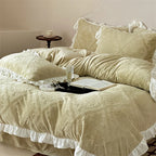 Bedding Set Jacquard Damask & Ruffle Trim