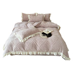 Bedding Set Jacquard Damask & Ruffle Trim