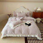 Bedding Set Jacquard Damask & Ruffle Trim