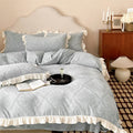 Bedding Set Jacquard Damask & Ruffle Trim