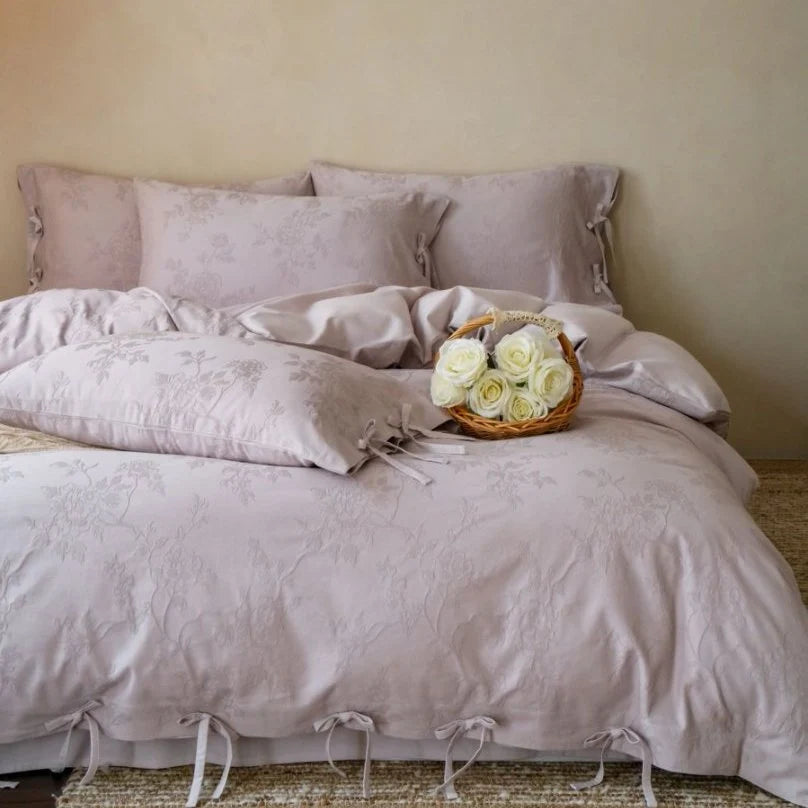 Bedding Set Jacquard Floral Breathable Cotton 4-Piece