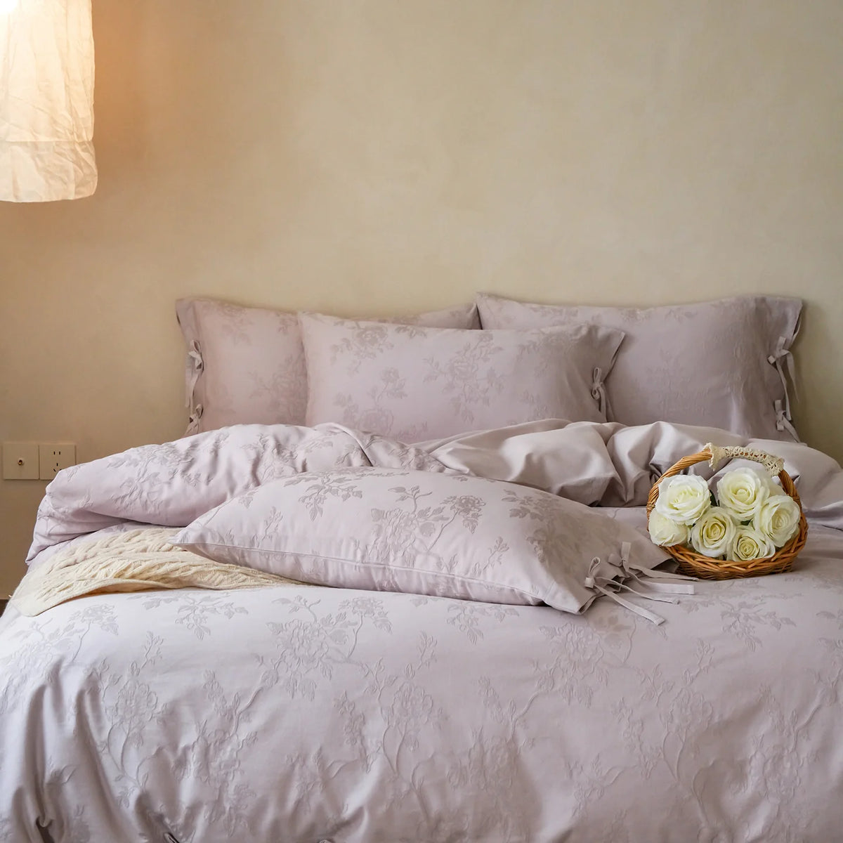 Bedding Set Jacquard Floral Breathable Cotton 4-Piece