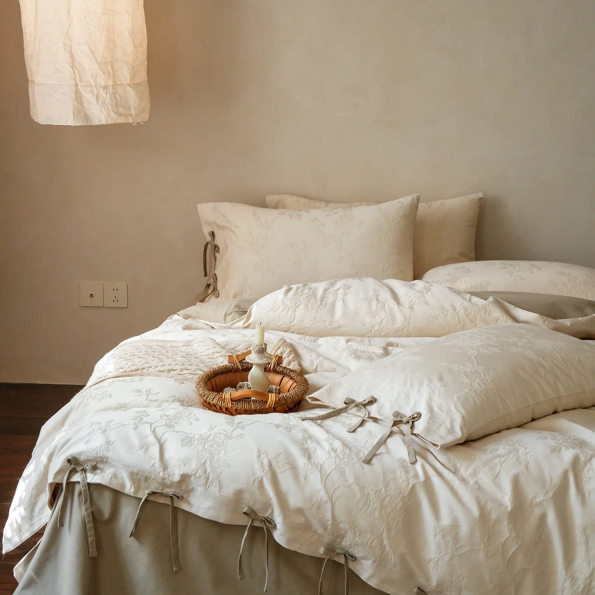 Bedding Set Jacquard Floral Breathable Cotton 4-Piece