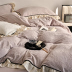 Bedding Set Jacquard Floral Ruffle Trim Soft Breathable Blend