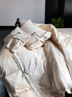 Bedding Set Jacquard Floral Ruffles & Piping