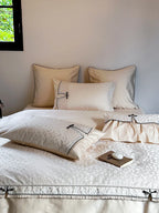Bedding Set Jacquard Floral Ruffles & Piping