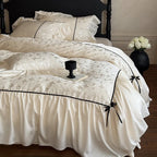 Bedding Set Jacquard Ruffles & Ribbons Cotton Blend 4-Piece