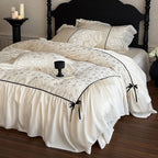 Bedding Set Jacquard Ruffles & Ribbons Cotton Blend 4-Piece
