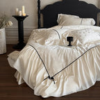 Bedding Set Jacquard Ruffles & Ribbons Cotton Blend 4-Piece