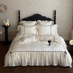 Bedding Set Jacquard Ruffles & Ribbons Cotton Blend 4-Piece