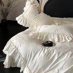 Bedding Set Jacquard Satin Ruffled Edge 4-Piece