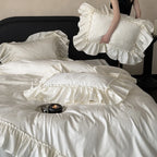 Bedding Set Jacquard Satin Ruffled Edge 4-Piece