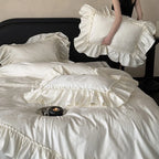 Bedding Set Jacquard Satin Ruffled Edge 4-Piece