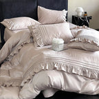 Bedding Set Jacquard Texture Ruffled Edge 4 Piece
