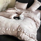 Bedding Set Jacquard Texture Ruffled Edge 4 Piece